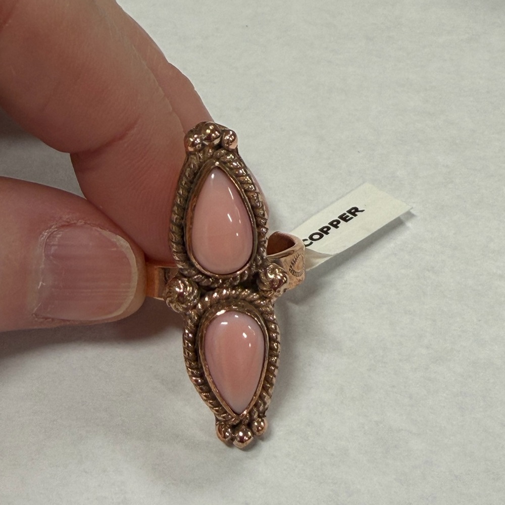 Pink Conch & Copper Southwestern Ring